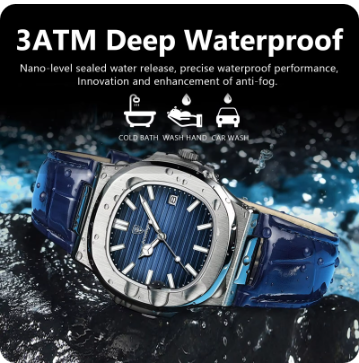 POEDAGAR Top Luxury Square Man Watch Date Waterproof Luminous Men Wristwatch High Quality Leather Men's Quartz Watches+Box Reloj