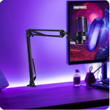 USB Condenser Microphone RGB Esports Game Call Recording Condenser Mic with Metal Boom Stand Desktop Mic for Studio Recording