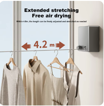 Retractable Clothesline Stainless Seel Pull-Out Clothes-Drying Machine Rope Space-Saving Clothes Drying Rack For Household