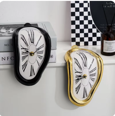 2024 New Novel Surreal Melting Distorted Wall Clocks Surrealist Salvador Dali Style Wall Watch Decoration Gift Home Garden